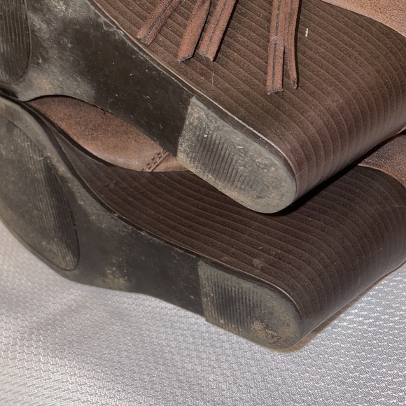 Rampage women’s boots 9.5 brown knee Lucy fashion neutral wedge almond toe - Picture 5 of 9